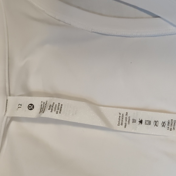 New without tags Lululemon Racer back Tank Top White Cotton Peru Sz 12 - Picture 2 of 7